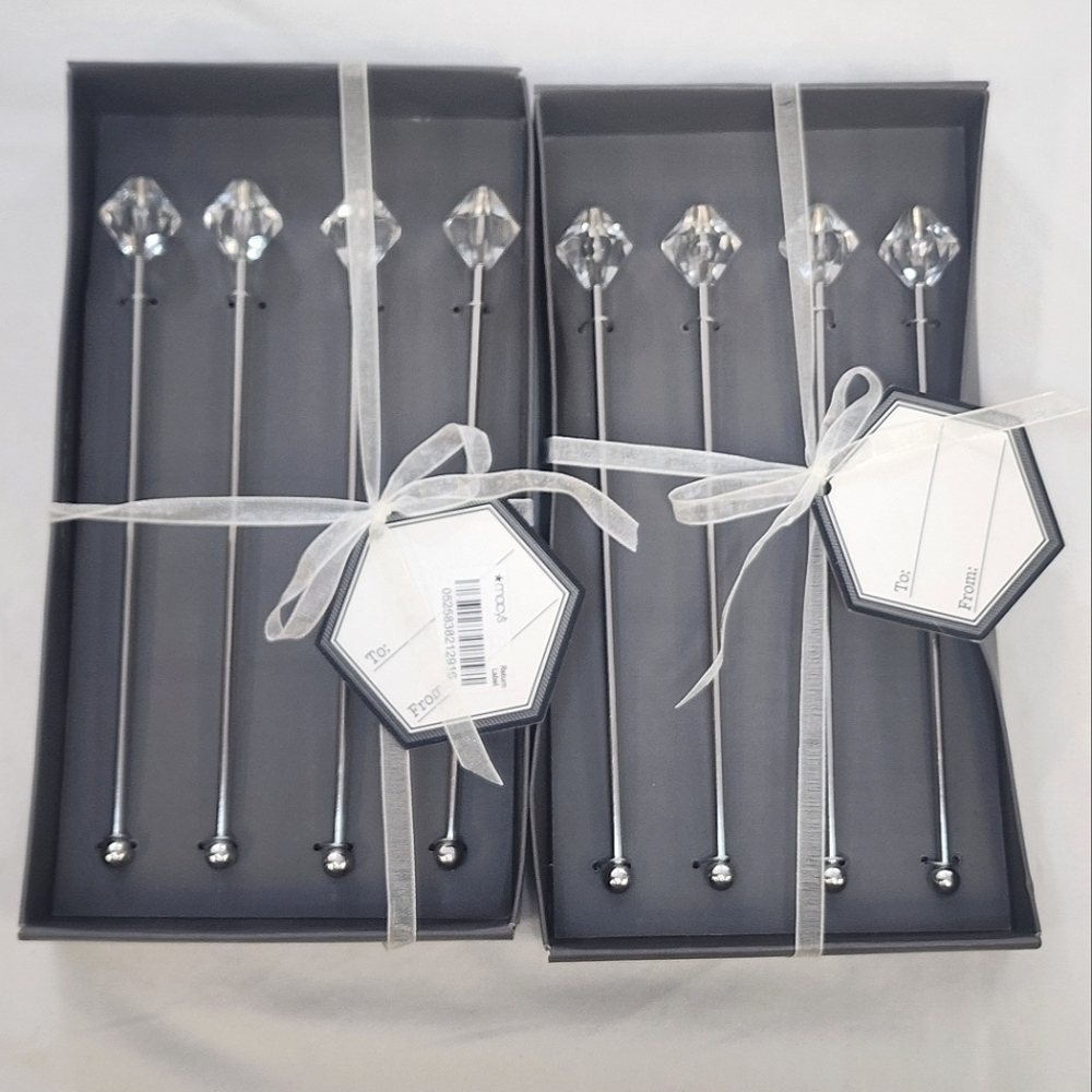 Thirstystone Elegant 4pcs Crystal Topper Metal Drink Stirrers (price per set)